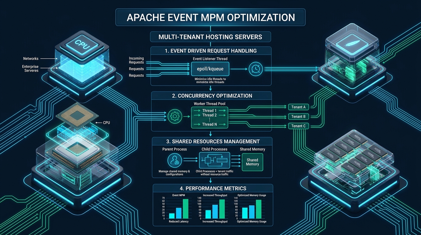 Apache HTTP Server Event MPM Optimization for Multi-Tenant Hosting Servers - Apache Event MPM tuning multi-tenant