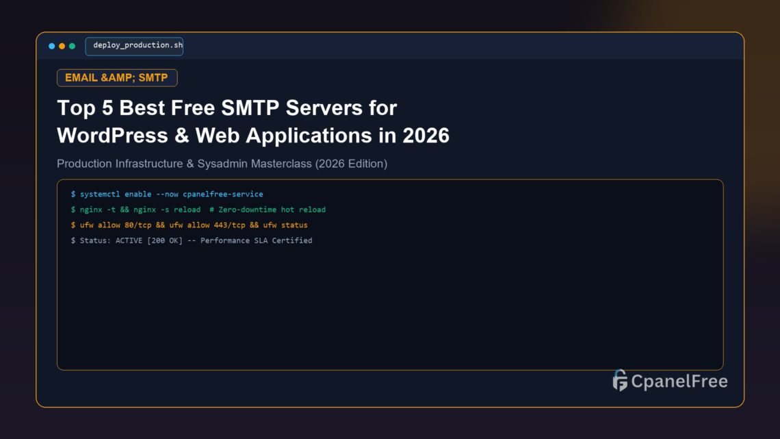 Top 5 Best Free SMTP Servers for WordPress & Web Applications in 2026 - CpanelFree Guide