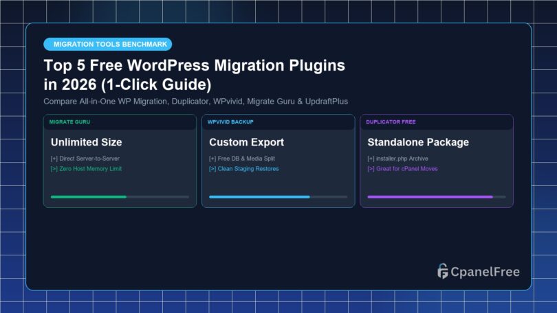 Top 5 Free WordPress Migration Plugins in 2026 (1-Click Guide) - CpanelFree Guide