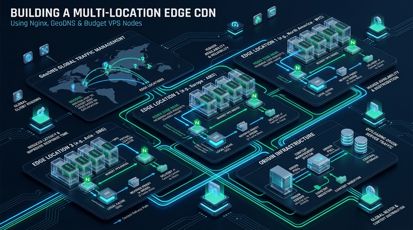 Building a Multi-Location Edge CDN with Nginx, GeoDNS and Budget VPS Nodes - self-hosted edge CDN nginx geodns setup