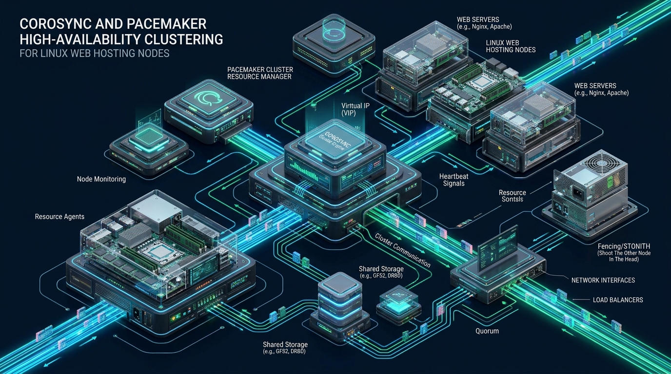 Corosync and Pacemaker High-Availability Clustering for Linux Web Hosting Nodes - Corosync Pacemaker Linux HA clustering