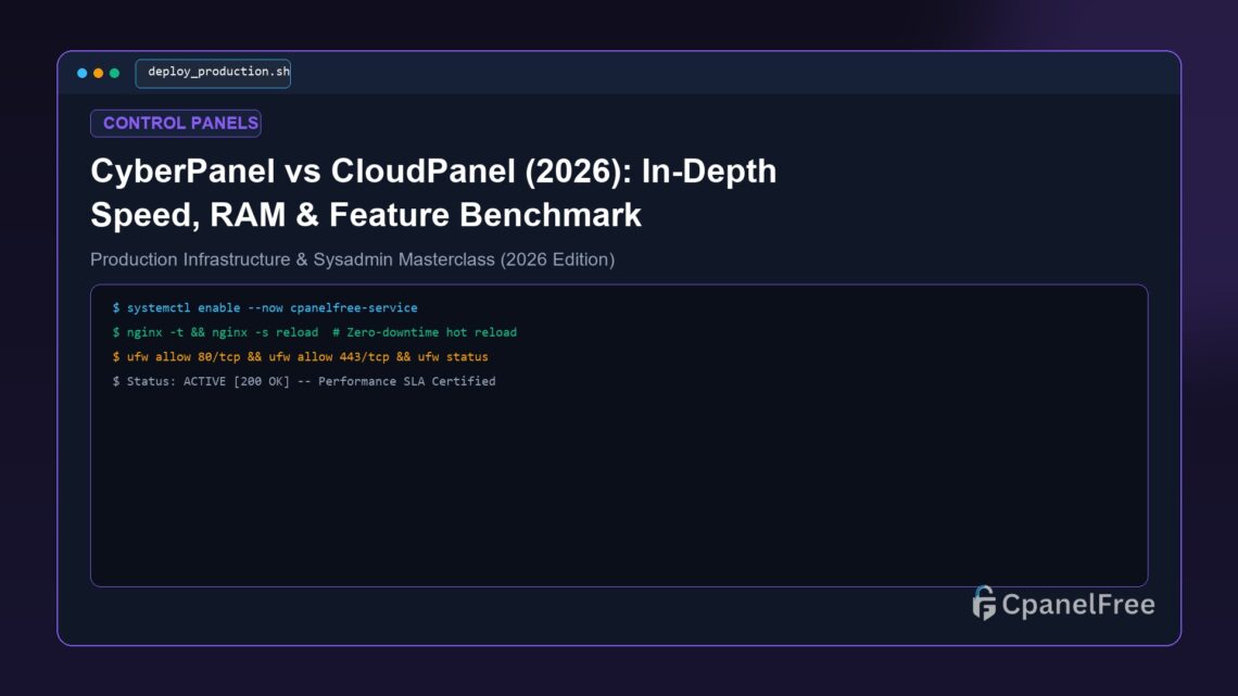 CyberPanel vs CloudPanel (2026): In-Depth Speed, RAM & Feature Benchmark - CpanelFree Guide