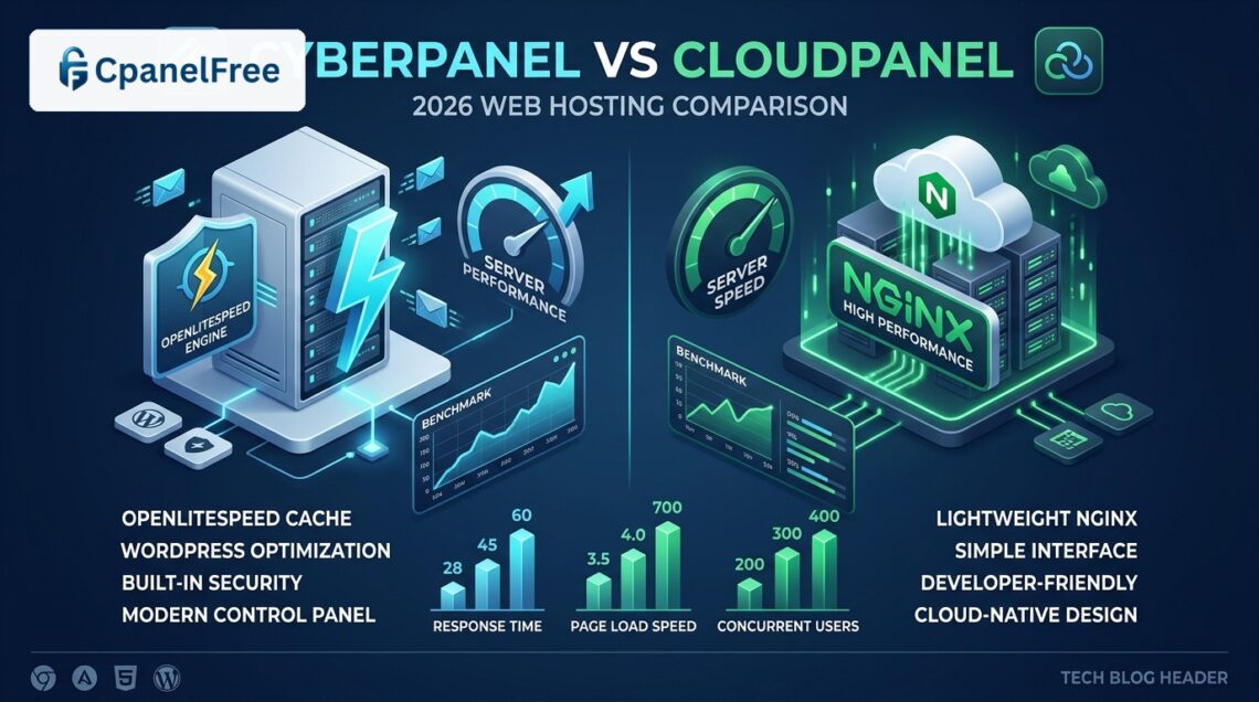 CyberPanel vs CloudPanel Web Hosting Benchmark 2026 - CpanelFree