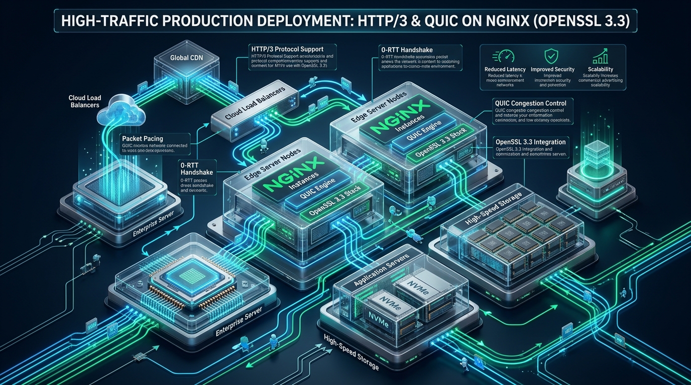 Deploying HTTP/3 and QUIC on NGINX with OpenSSL 3.3 in High-Traffic Production - NGINX HTTP3 QUIC OpenSSL production