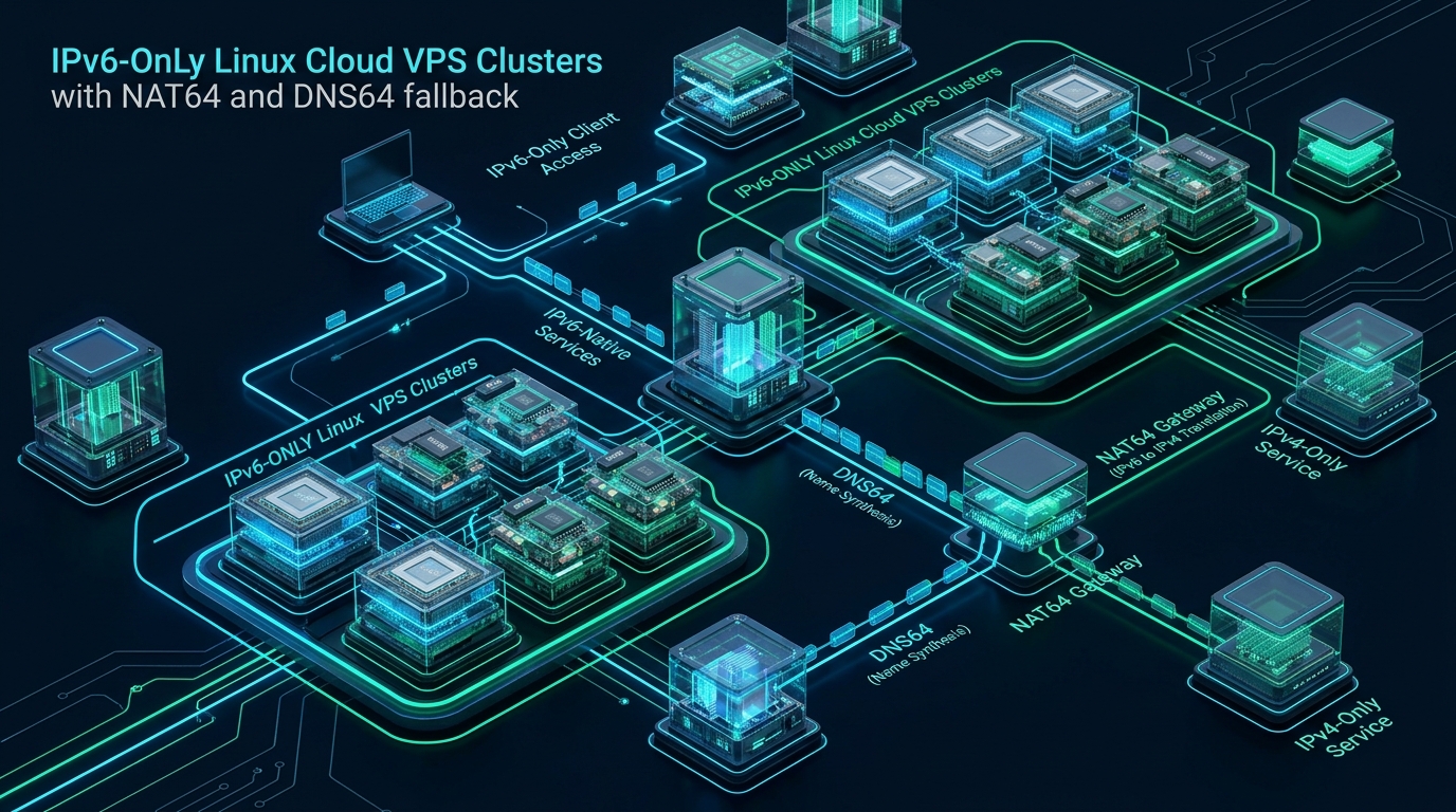 Deploying IPv6-Only Linux Cloud VPS Clusters with NAT64 and DNS64 Fallback - IPv6 only Linux VPS NAT64