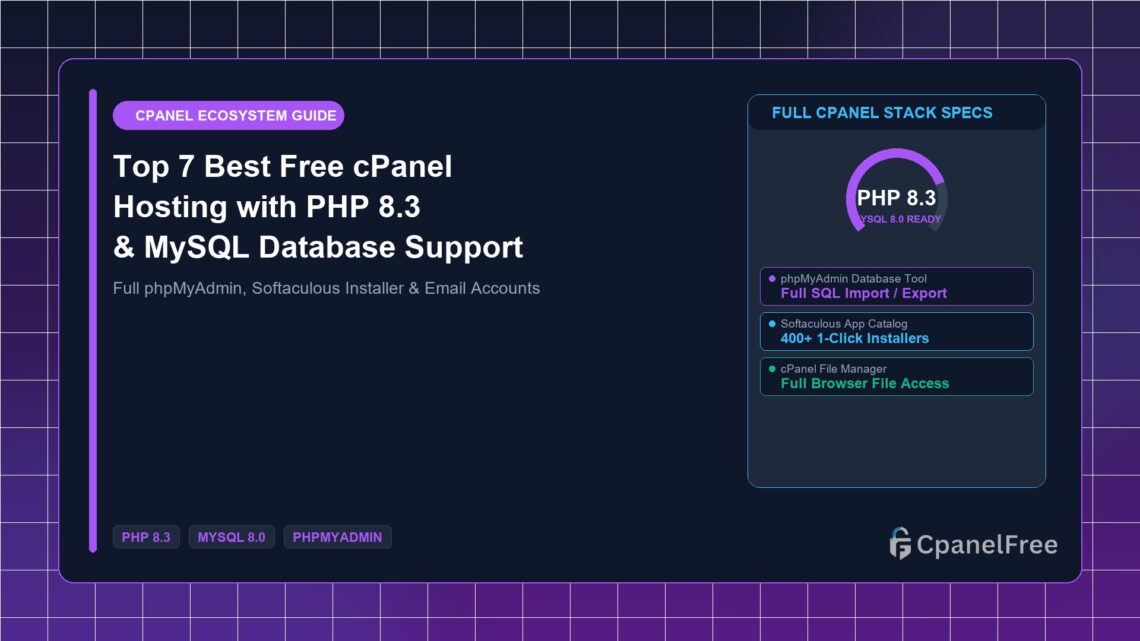 Top 7 Best Free cPanel Hosting with PHP 8.3 & MySQL Database Support - CpanelFree Guide