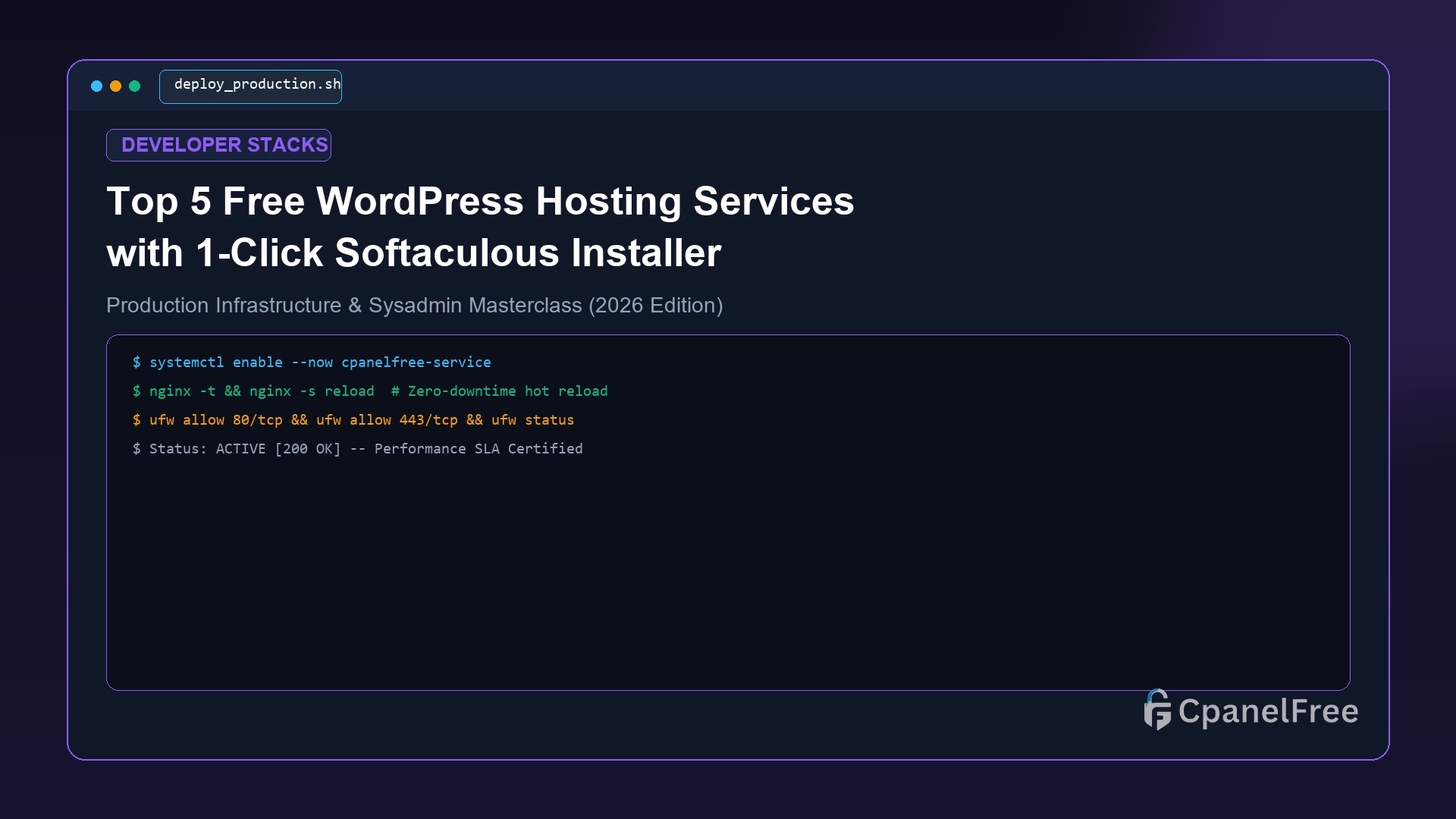Top 5 Free WordPress Hosting Services with 1-Click Softaculous Installer - CpanelFree Guide