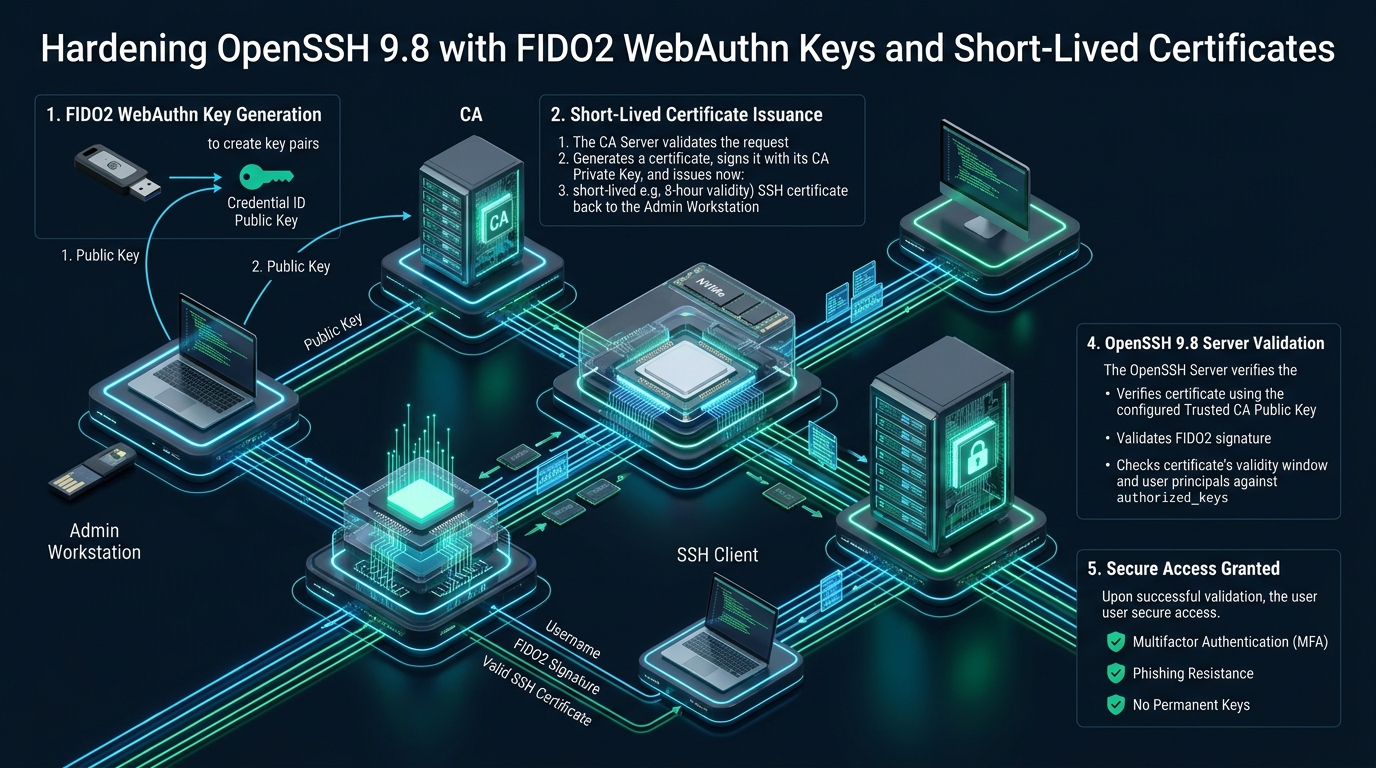 Hardening OpenSSH 9.8 with FIDO2 WebAuthn Keys and Short-Lived Certificates - OpenSSH FIDO2 hardware security keys