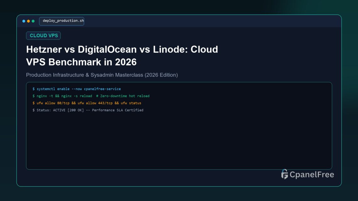 Hetzner vs DigitalOcean vs Linode: Cloud VPS Benchmark in 2026 - CpanelFree Guide