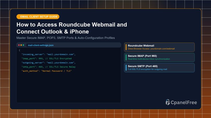 How to Access Roundcube Webmail and Connect Outlook & iPhone - CpanelFree Guide