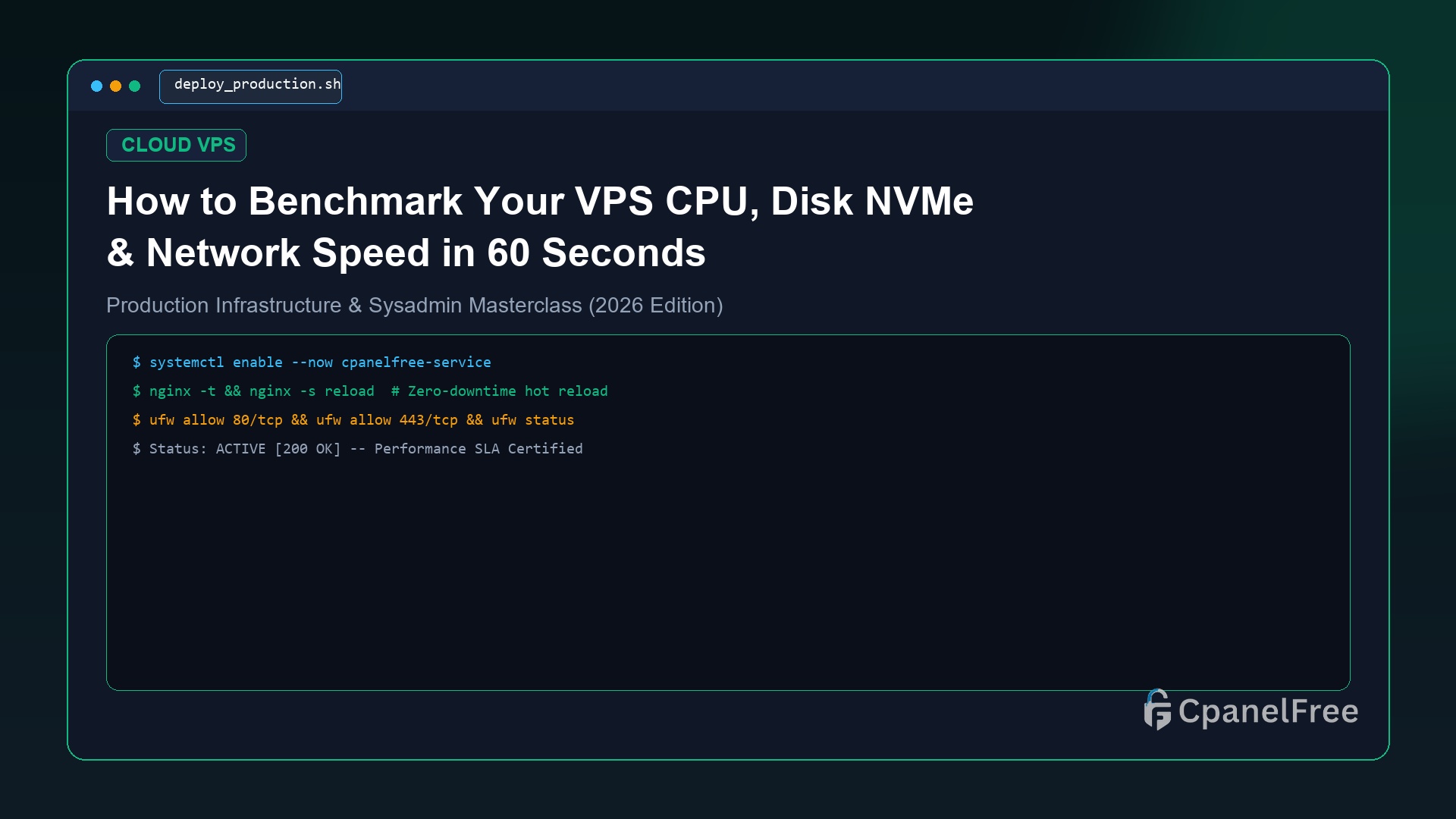 How to Benchmark Your VPS CPU, Disk NVMe & Network Speed in 60 Seconds - CpanelFree Guide