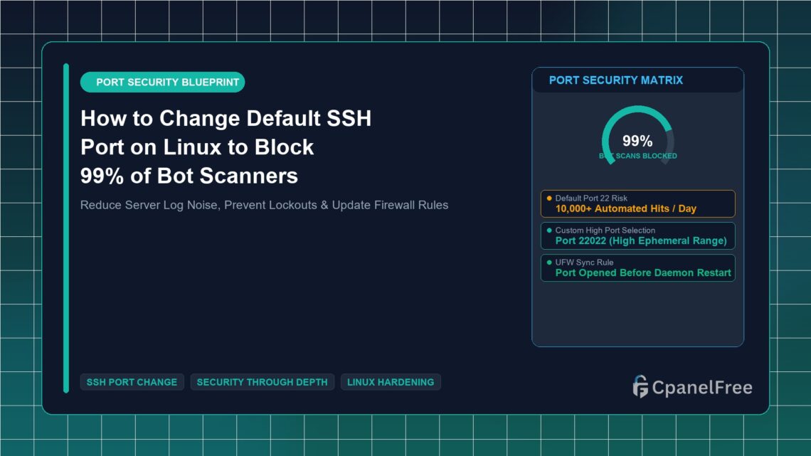 How to Change Default SSH Port on Linux to Block 99% of Bot Scanners - CpanelFree Guide