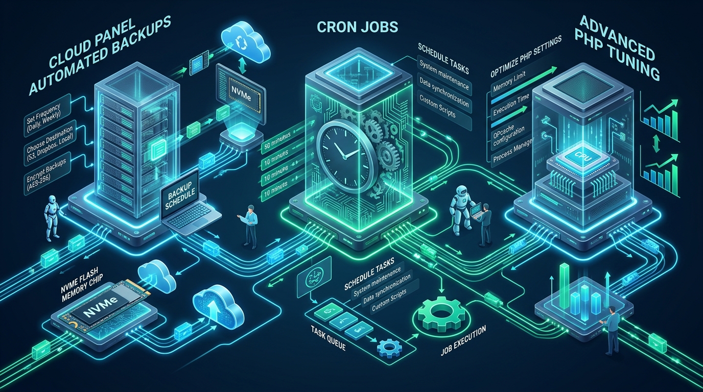 How to Configure CloudPanel Automated Backups, Cron Jobs and Advanced PHP Tuning - cloudpanel backup cron php tuning