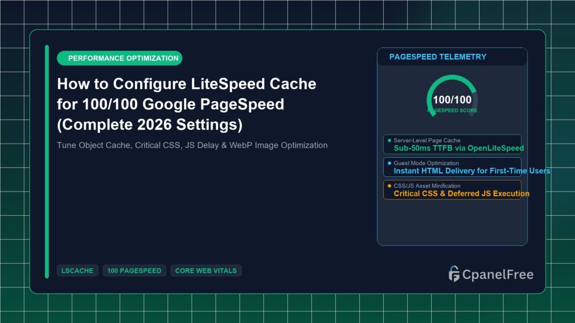How to Configure LiteSpeed Cache for 100/100 Google PageSpeed (Complete 2026 Settings) - CpanelFree Guide