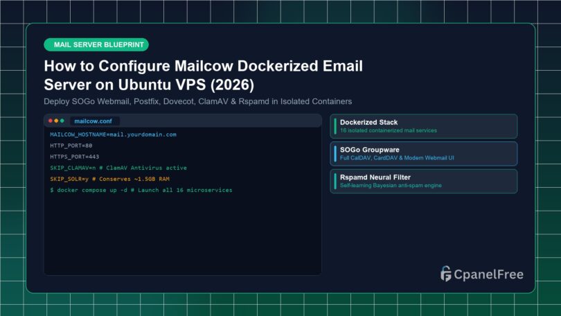 How to Configure Mailcow Dockerized Email Server on Ubuntu VPS (2026) - CpanelFree Guide