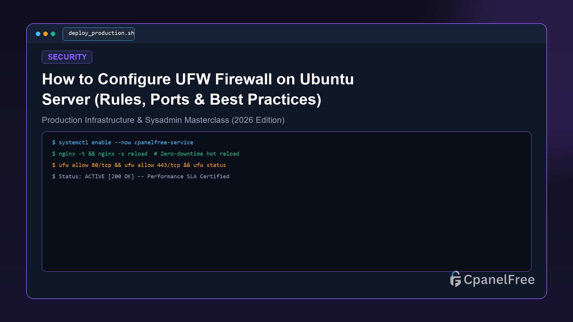 How to Configure UFW Firewall on Ubuntu Server (Rules, Ports & Best Practices) - CpanelFree Guide