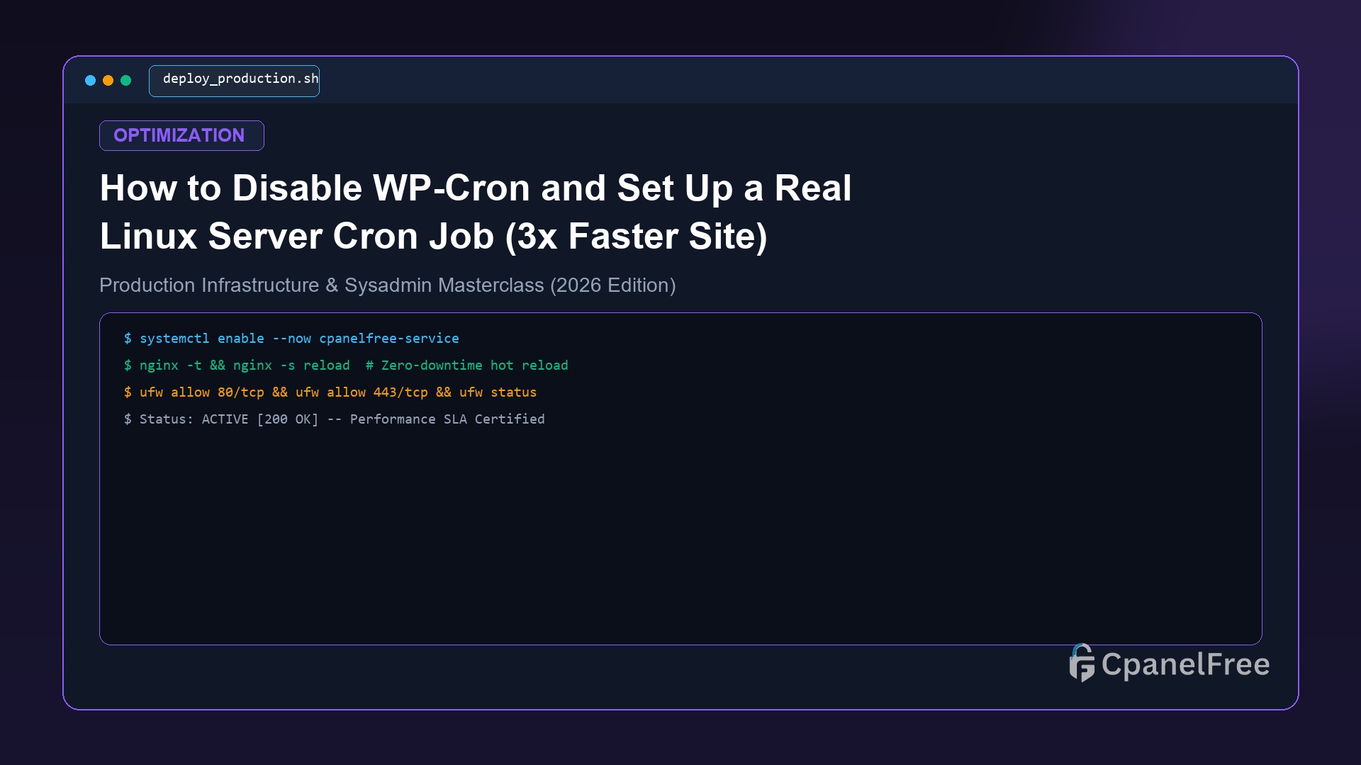 How to Disable WP-Cron and Set Up a Real Linux Server Cron Job (3x Faster Site) - CpanelFree Guide