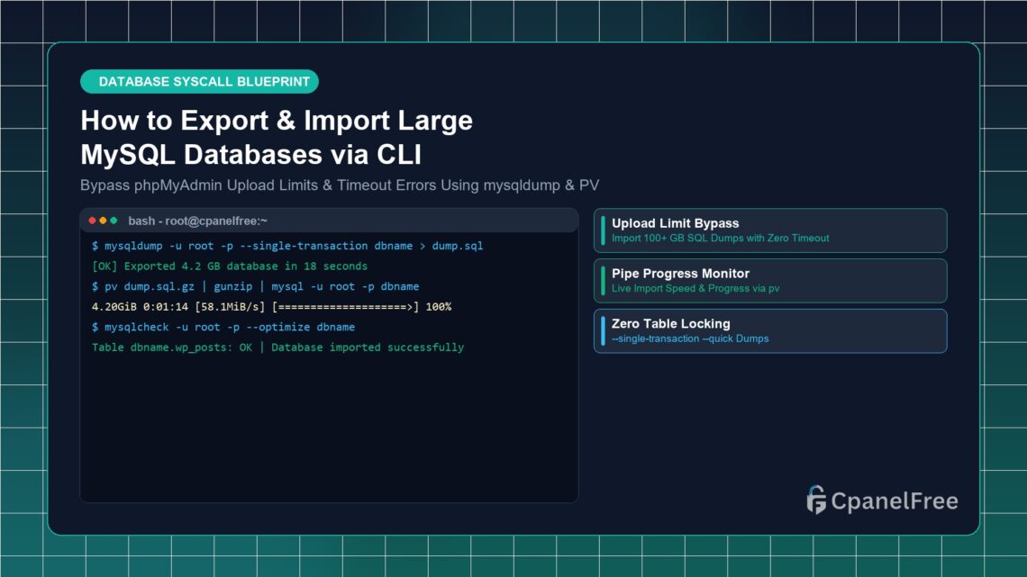 How to Export & Import Large MySQL Databases via CLI - CpanelFree Guide