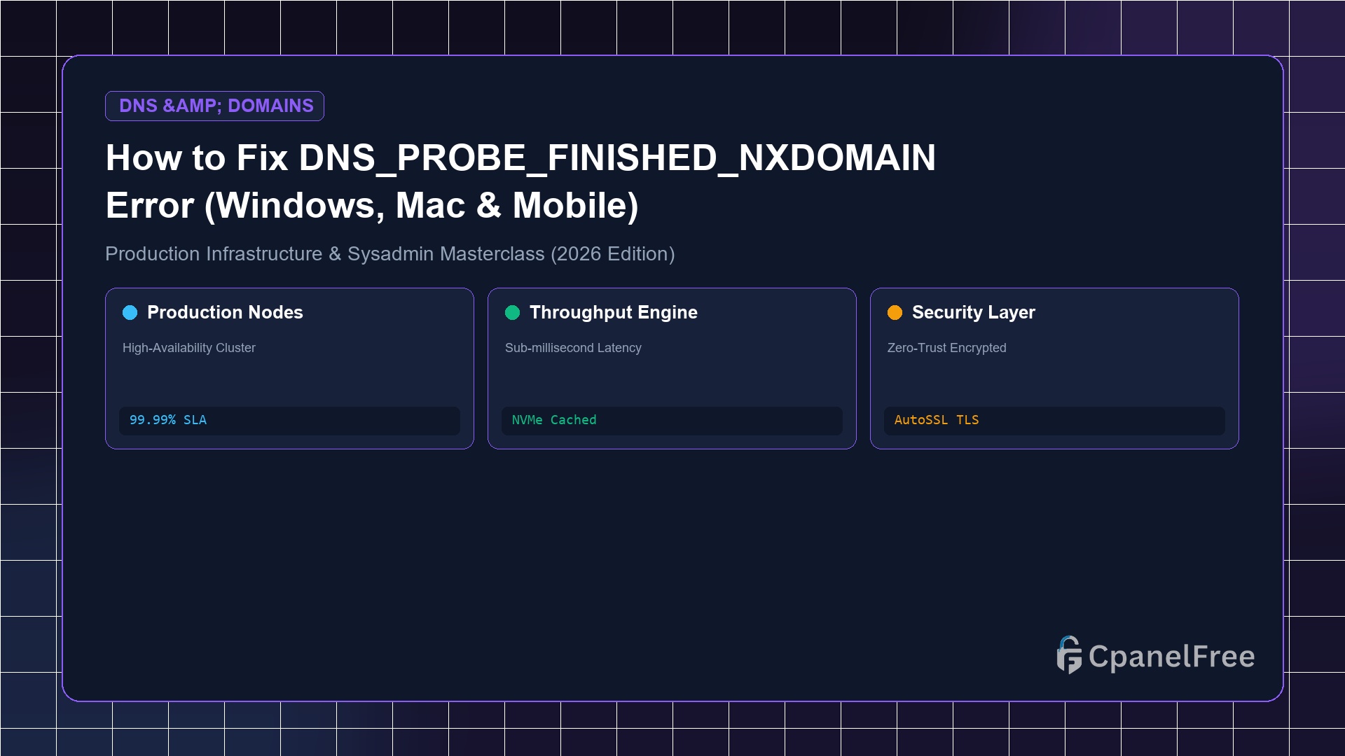 How to Fix DNS_PROBE_FINISHED_NXDOMAIN Error (Windows, Mac & Mobile) - CpanelFree Guide