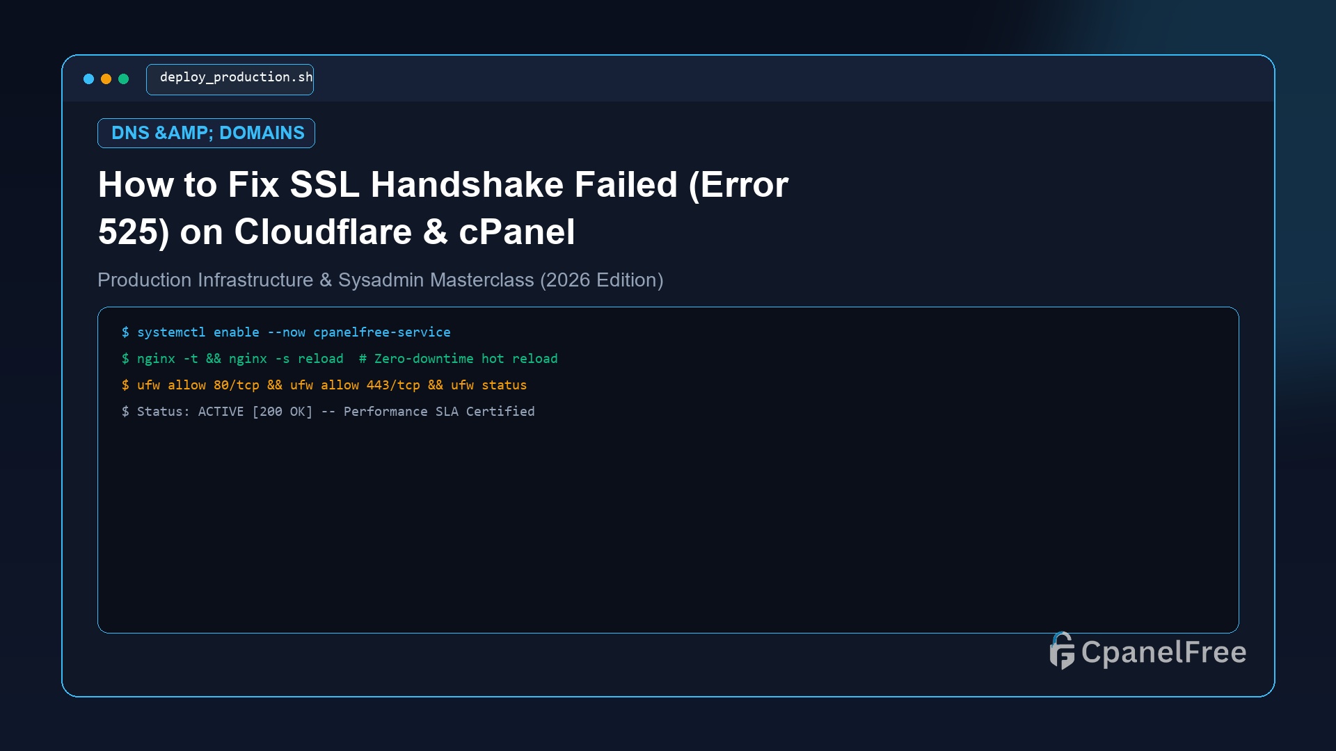 How to Fix SSL Handshake Failed (Error 525) on Cloudflare & cPanel - CpanelFree Guide