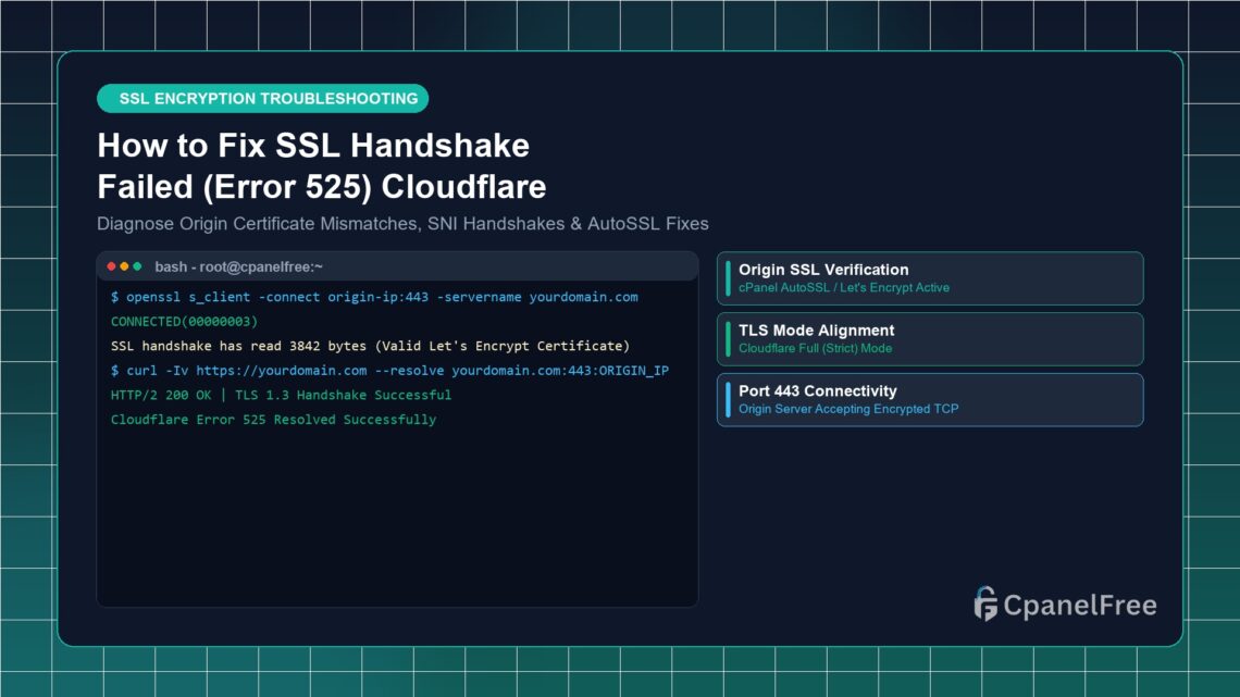 How to Fix SSL Handshake Failed (Error 525) Cloudflare - CpanelFree Guide