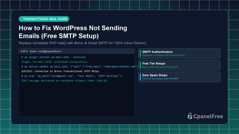 How to Fix WordPress Not Sending Emails (Free SMTP Setup) - CpanelFree Guide