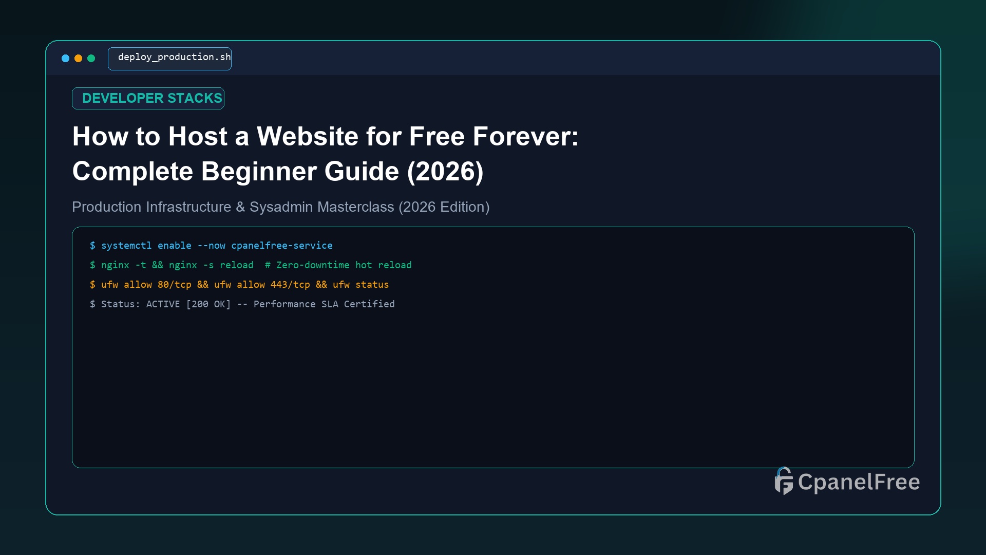 How to Host a Website for Free Forever: Complete Beginner Guide (2026) - CpanelFree Guide