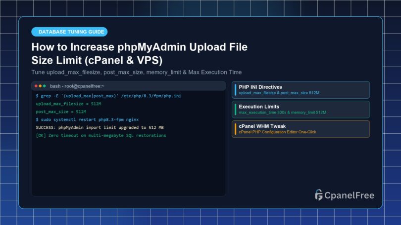 How to Increase phpMyAdmin Upload File Size Limit (cPanel & VPS) - CpanelFree Guide