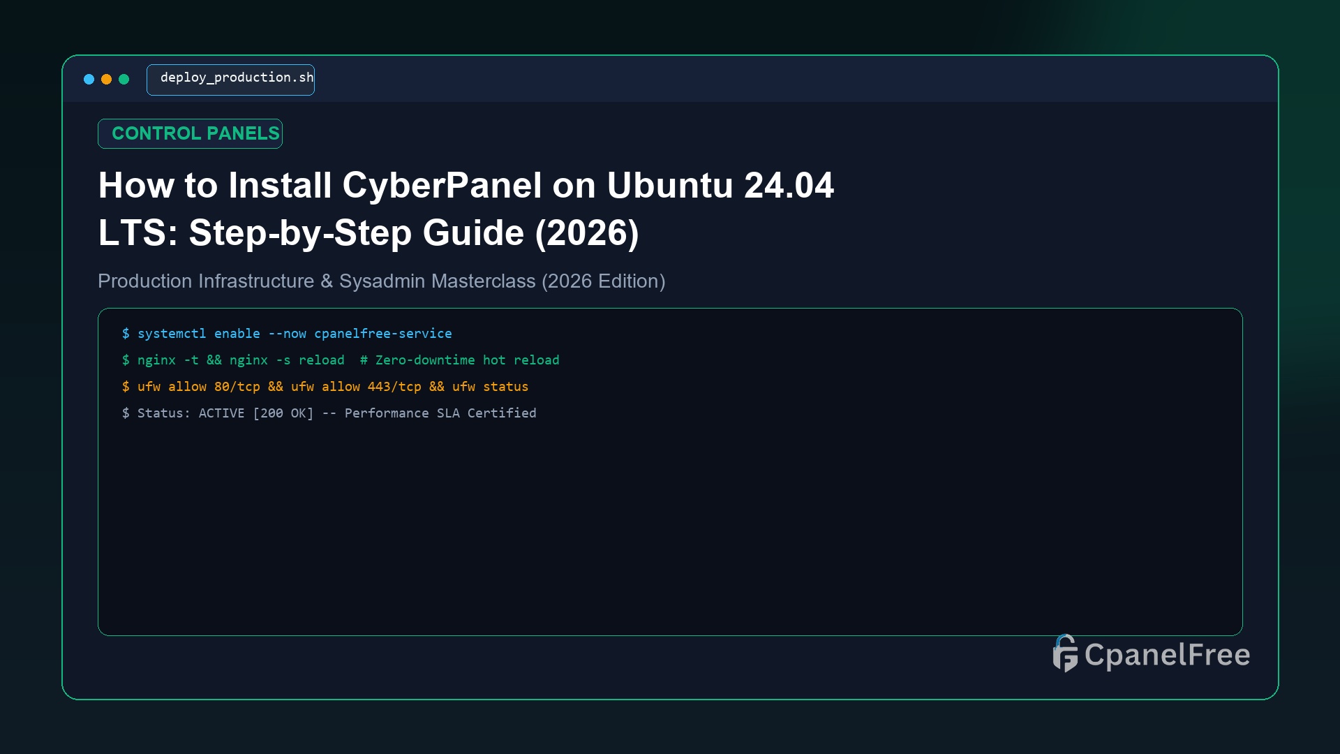 How to Install CyberPanel on Ubuntu 24.04 LTS: Step-by-Step Guide (2026) - CpanelFree Guide