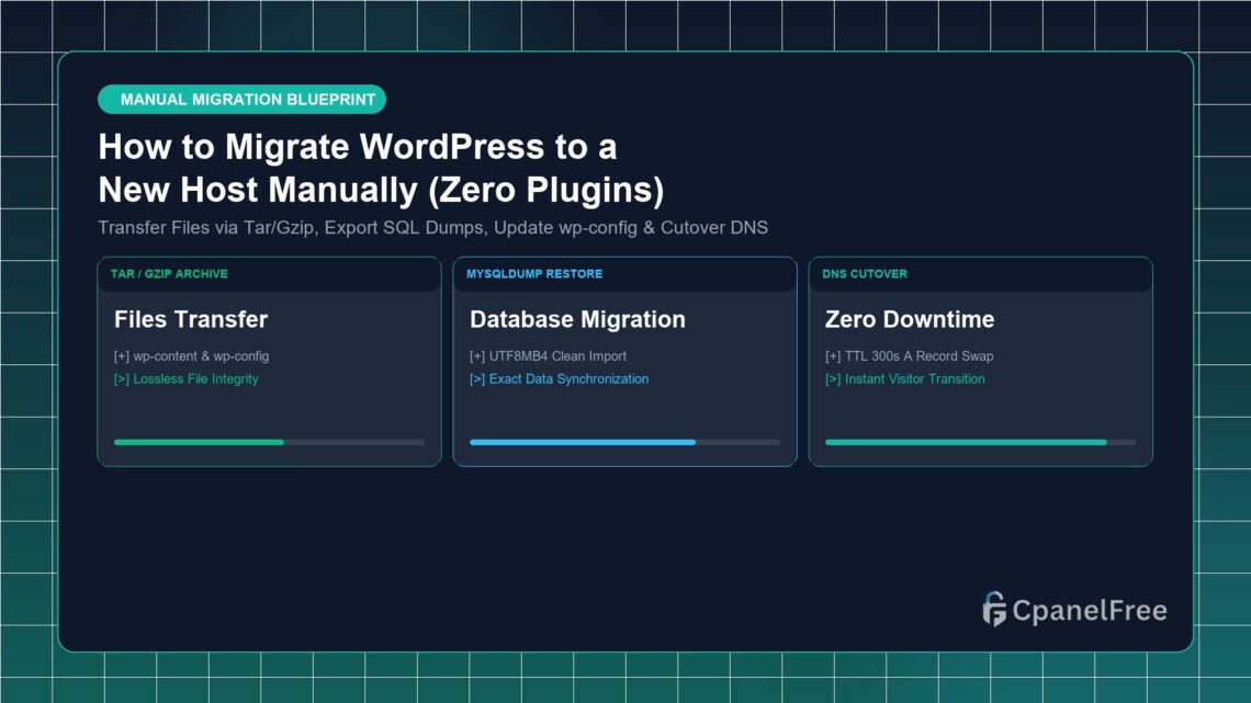How to Migrate WordPress to a New Host Manually (Zero Plugins) - CpanelFree Guide