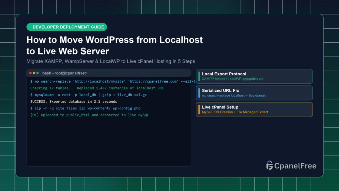 How to Move WordPress from Localhost to Live Web Server - CpanelFree Guide