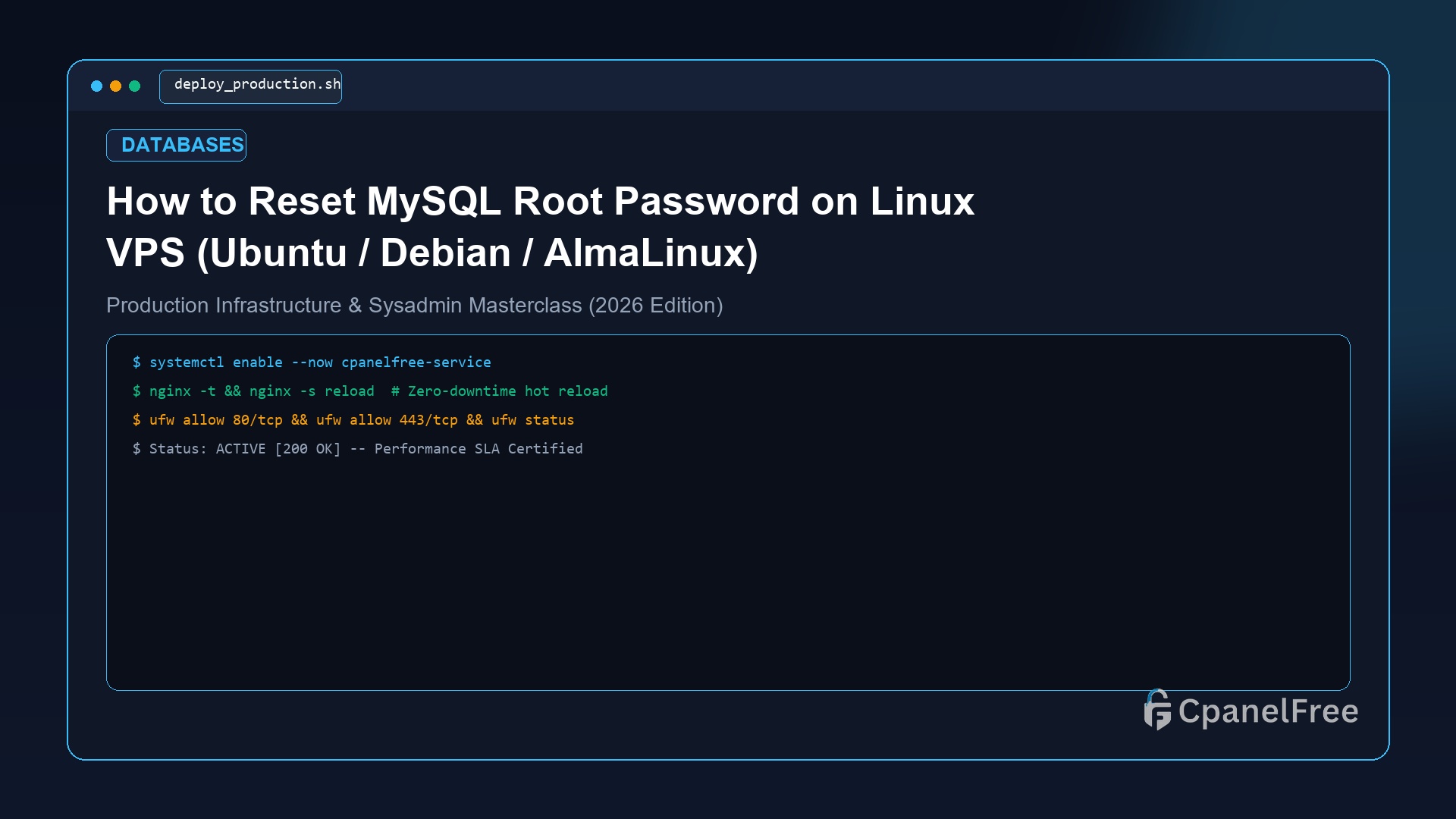 How to Reset MySQL Root Password on Linux VPS (Ubuntu / Debian / AlmaLinux) - CpanelFree Guide