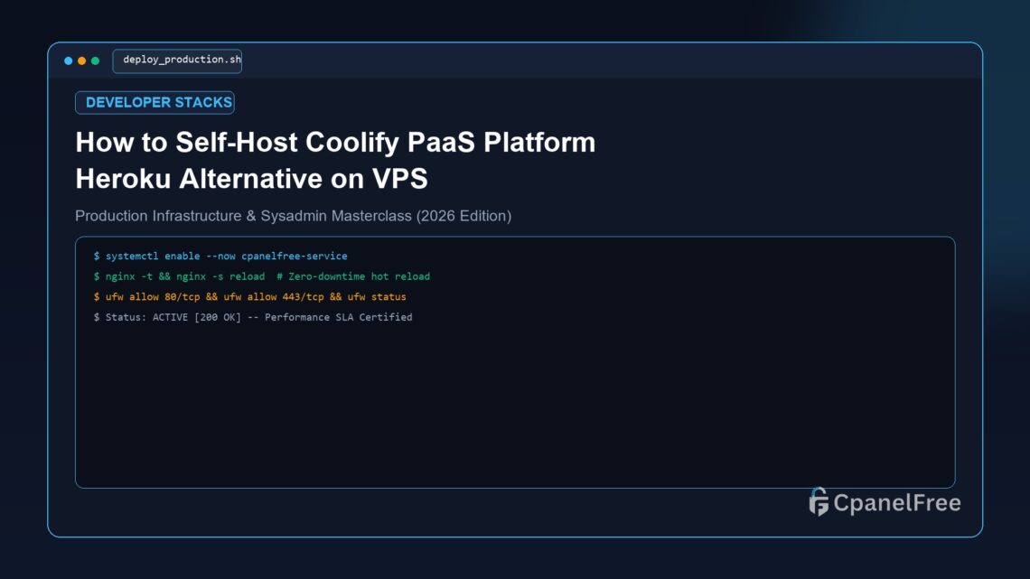 How to Self-Host Coolify PaaS Platform Heroku Alternative on VPS - CpanelFree Guide