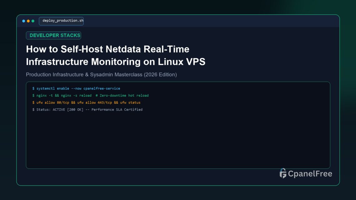 How to Self-Host Netdata Real-Time Infrastructure Monitoring on Linux VPS - CpanelFree Guide