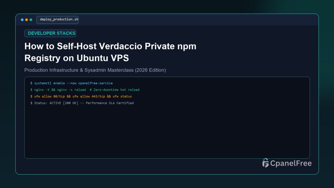 How to Self-Host Verdaccio Private npm Registry on Ubuntu VPS - CpanelFree Guide