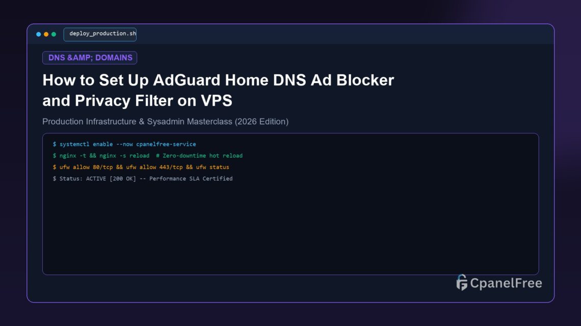 How to Set Up AdGuard Home DNS Ad Blocker and Privacy Filter on VPS - CpanelFree Guide