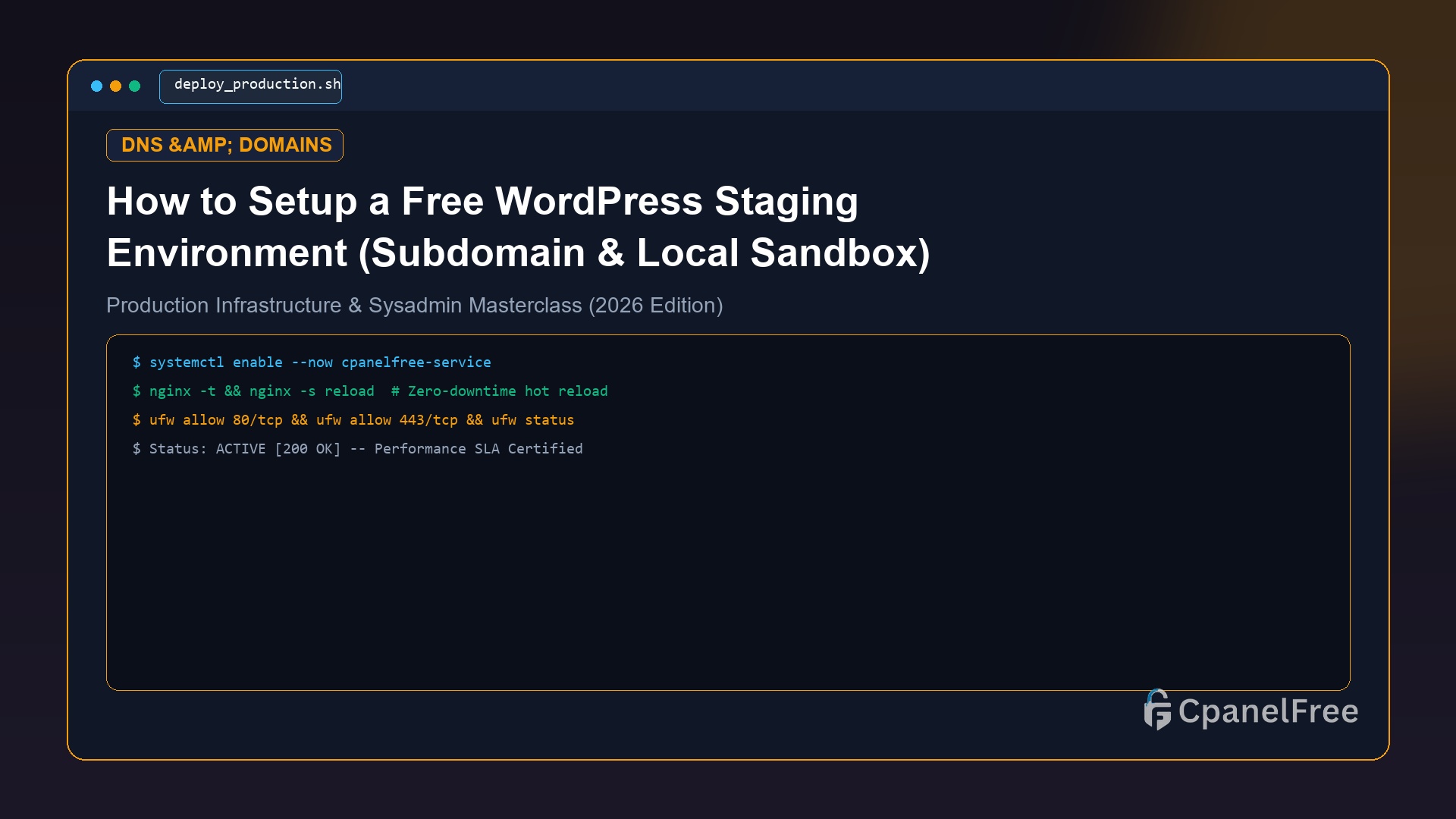How to Setup a Free WordPress Staging Environment (Subdomain & Local Sandbox) - CpanelFree Guide