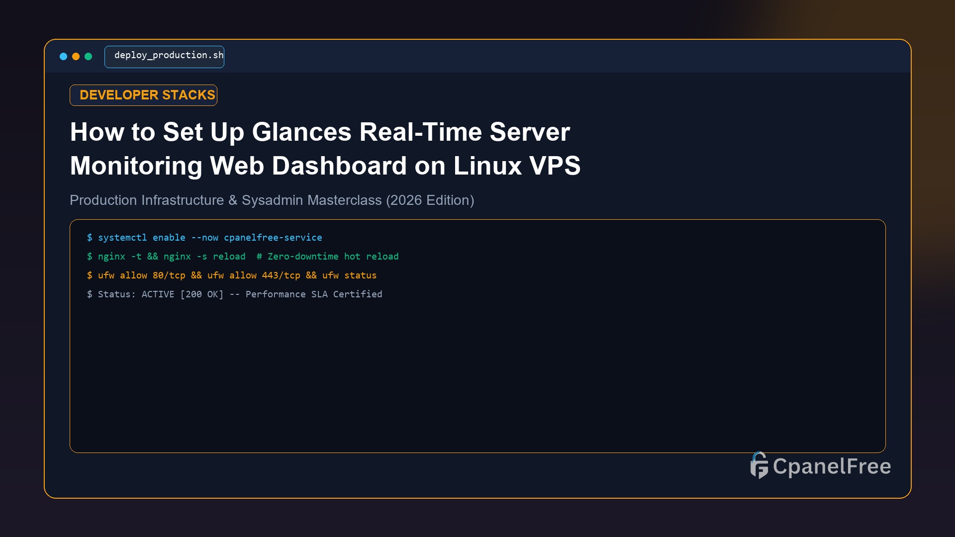 How to Set Up Glances Real-Time Server Monitoring Web Dashboard on Linux VPS - CpanelFree Guide