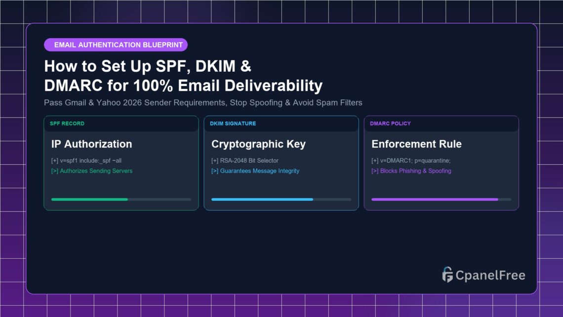 How to Set Up SPF, DKIM & DMARC for 100% Email Deliverability - CpanelFree Guide