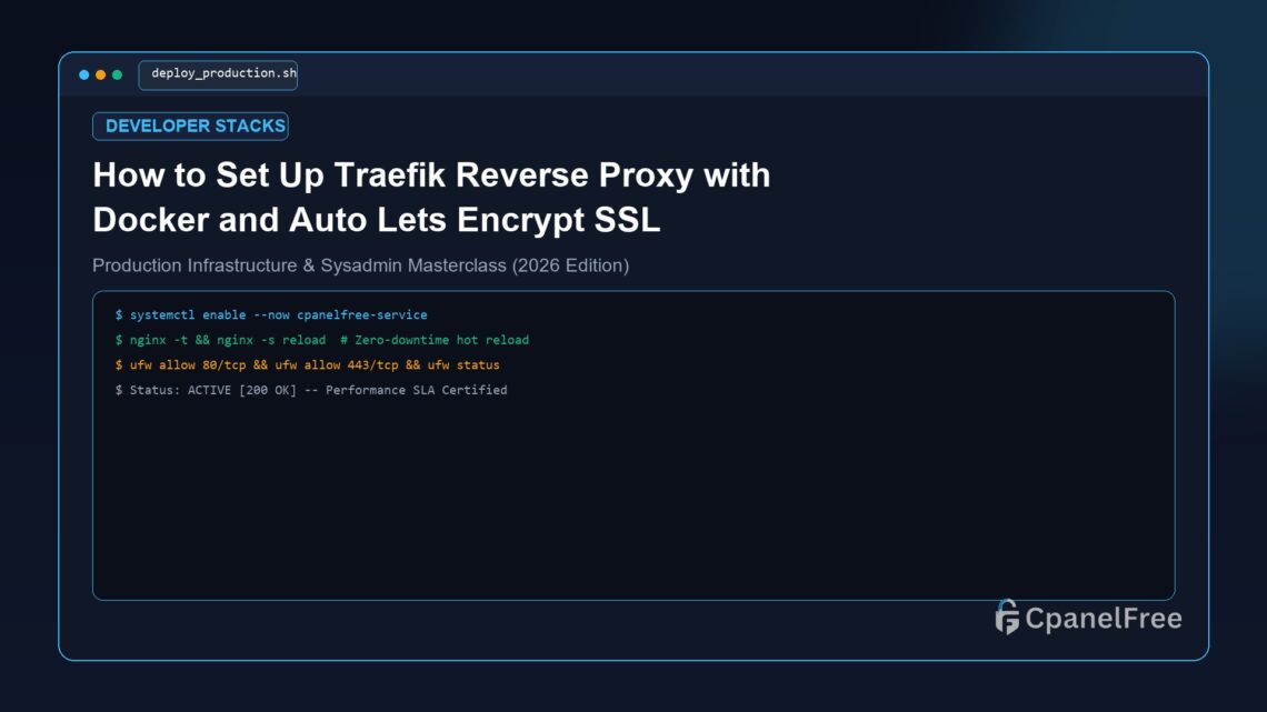 How to Set Up Traefik Reverse Proxy with Docker and Auto Lets Encrypt SSL - CpanelFree Guide