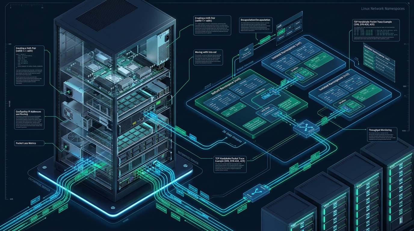 Linux Network Namespaces and Virtual Ethernet (veth) Pairs: Deep-Dive Packet Tracing - Linux network namespaces veth packet tracing