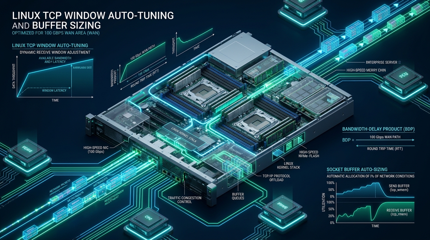 Linux TCP Window Auto-Tuning and Buffer Sizing for 100 Gbps WAN Connectivity - Linux TCP window auto-tuning 100Gbps