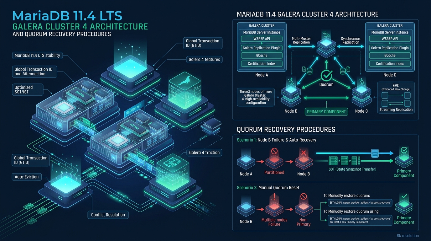 MariaDB 11.4 LTS Galera Cluster 4 Architecture and Quorum Recovery Procedures - MariaDB Galera Cluster 4 quorum recovery