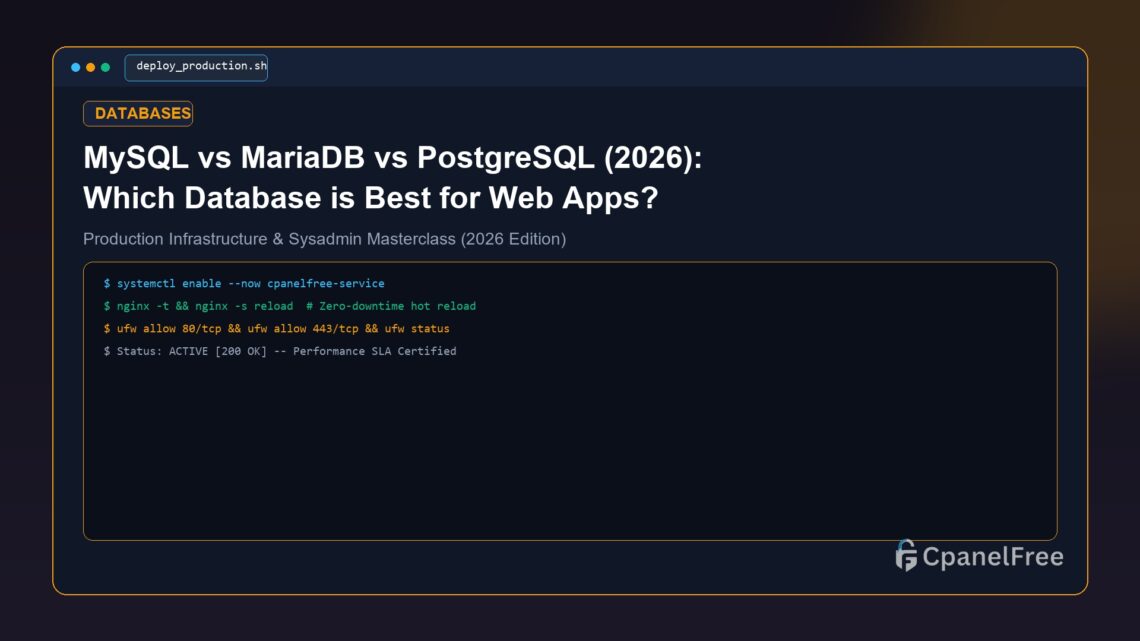 MySQL vs MariaDB vs PostgreSQL (2026): Which Database is Best for Web Apps? - CpanelFree Guide