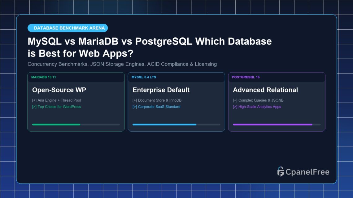 MySQL vs MariaDB vs PostgreSQL Which Database is Best for Web Apps? - CpanelFree Guide