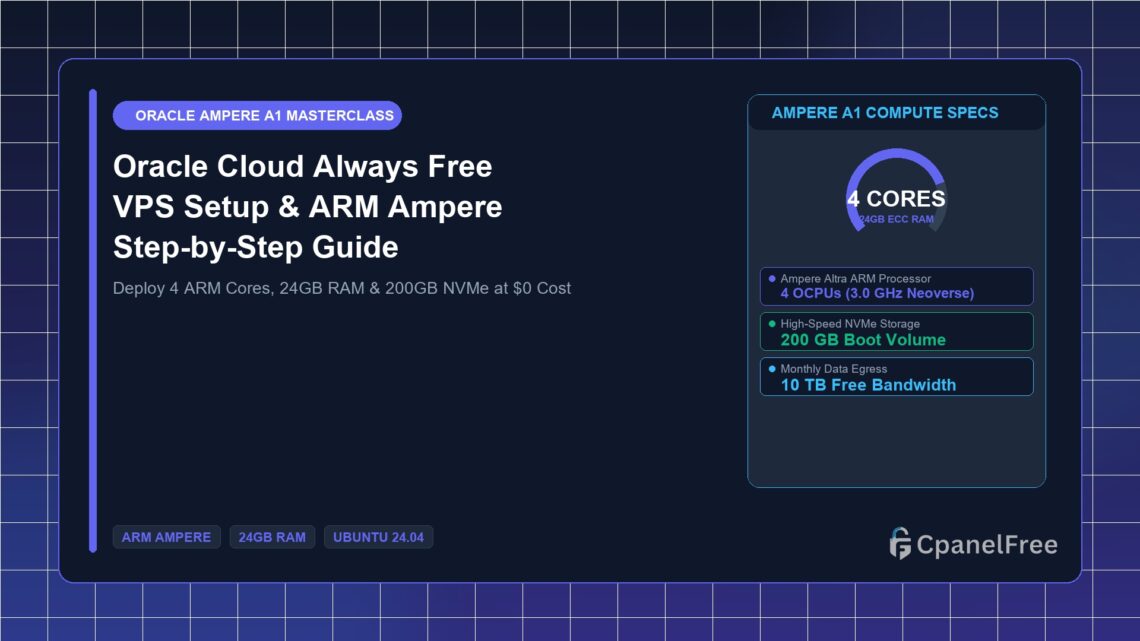 Oracle Cloud Always Free VPS Setup & ARM Ampere Step-by-Step Guide - CpanelFree Guide