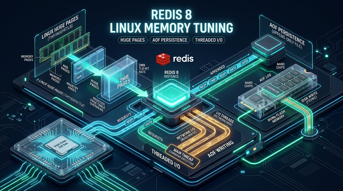 Redis 8 Linux Memory Tuning: Huge Pages, AOF Persistence, and Threaded I/O - Redis 8 Linux performance tuning