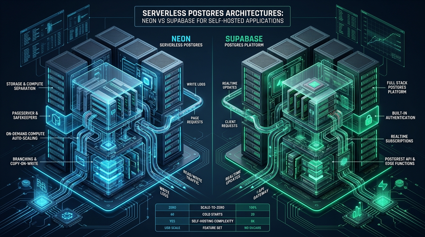 Serverless PostgreSQL Architectures: Neon vs Supabase for Self-Hosted Applications - serverless postgres neon vs supabase