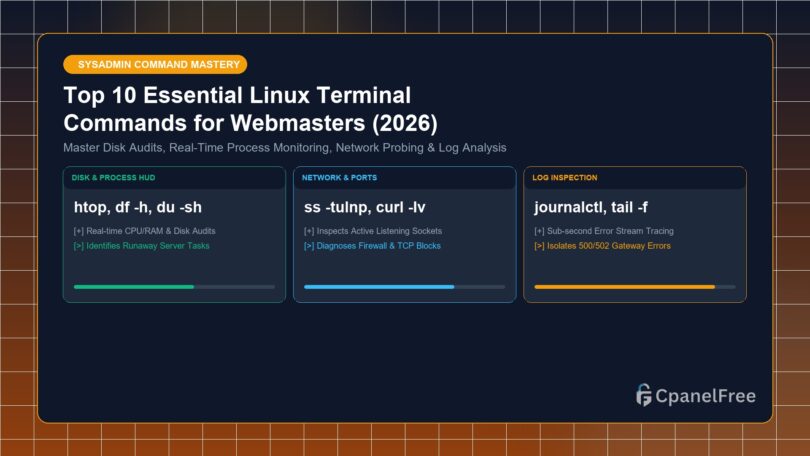 Top 10 Essential Linux Terminal Commands for Webmasters (2026) - CpanelFree Guide