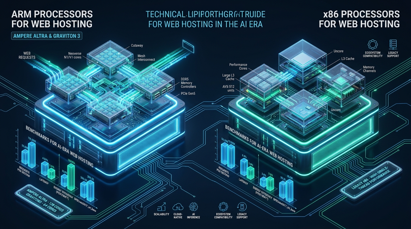 ARM Processors vs x86 for Web Hosting in the AI Era: Ampere and Graviton Benchmarks - arm vs x86 web hosting